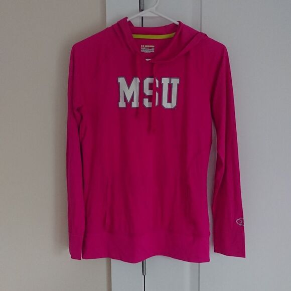 Under Armour MSU Michigan State Spartans Hoodie Semi Fitted Heat Gear size S/M - Picture 1 of 7